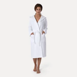 Piquée Bademantel mit Kapuze weiß(snow)