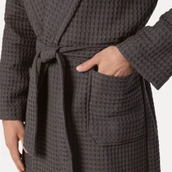 Piquée Bademantel mit Kapuze grau(graphite)