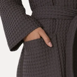 Piquée Bademantel mit Kapuze grau(graphite)