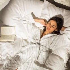 Piquée Bademantel mit Kapuze grau(graphite)