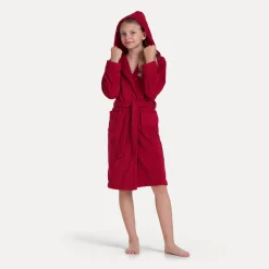 Superwuschel Bademantel mit Kapuze rot(ruby)
